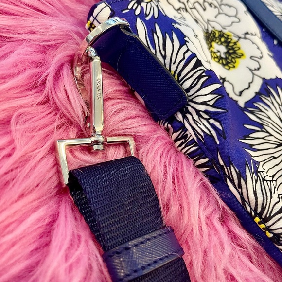 Prada - Blue & Yellow Floral Tote - Picture 7 of 12
